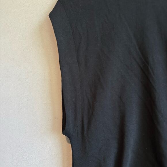 Modern Citizen Fei Tie Front Organic Cotton Midi Dress Black Small - Picture 4 of 11